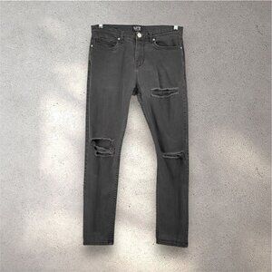 BoohooMAN Distressed Skinny Jeans Men’s 34R Black Stretch Grunge Fit Y2k Denim